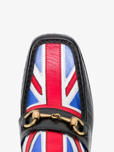 Shop Gucci Union Jack Horsebit Loafer Heels In Black