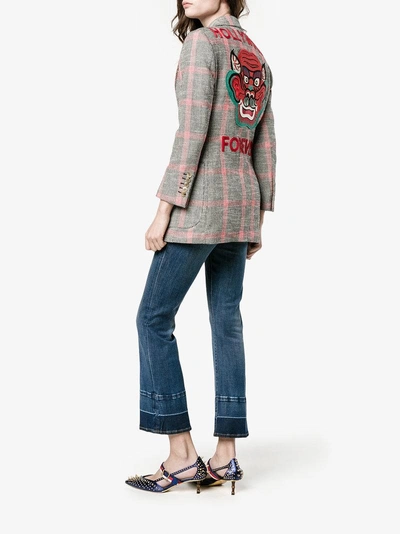 Shop Gucci Embroidered Check Jacket