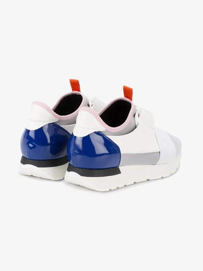 Shop Balenciaga Leather And Neoprene Race Runner Sneakers