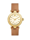 TORY BURCH Classic T Goldtone Stainless Steel & Leather Strap Watch