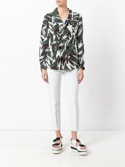 Shop Marni Leaf Pattern Blazer In Green