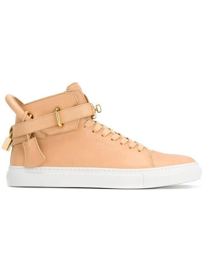 Buscemi Men's 100mm Leather Mid-top Sneakers, Natural In Sand