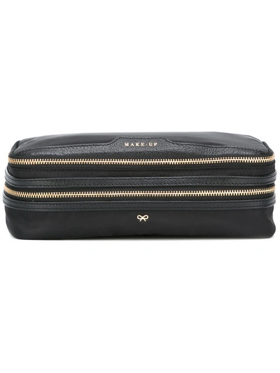 Anya Hindmarch Make Up Leather-trimmed Shell Cosmetics Case In Black