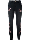 ONE TEASPOON ONE TEASPOON BIRDS OF PARADISE EMBROIDERED CROPPED JEANS - BLACK,18989A11943741