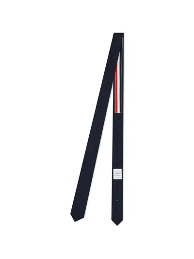 Thom Browne Windowpane-check Rwb-stripe Tie In Blue