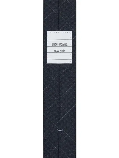 Thom Browne Windowpane-check Rwb-stripe Tie In Blue