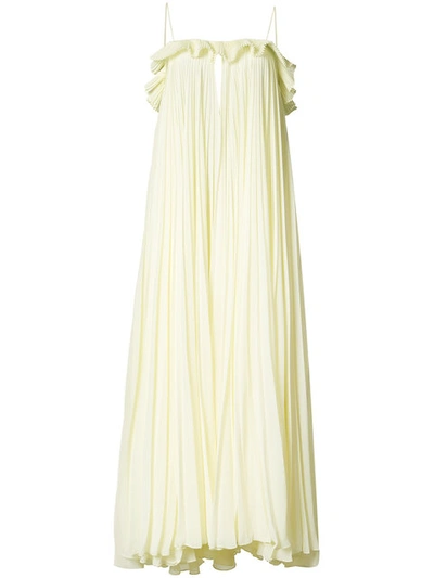 Adam Lippes Woman Ruffle-trimmed Pleated Chiffon Maxi Dress Pastel Yellow