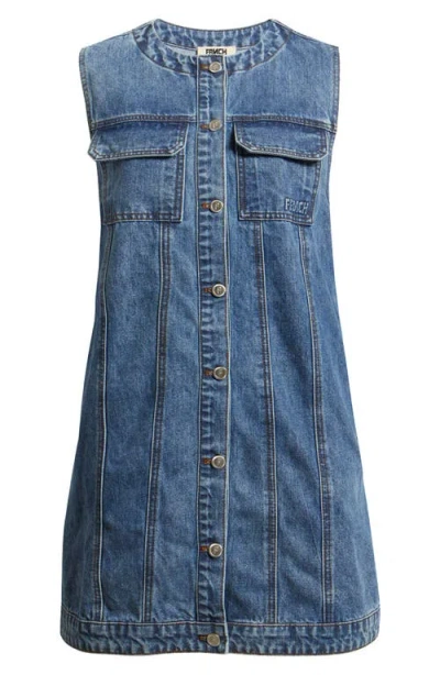 Frnch Elda Sleeveless Button Front Minidress In Blue