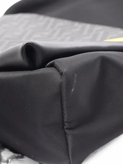 Fendi 2010s Ff Monogram Diagonal Backpack In Black
