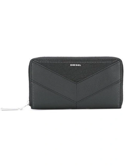 Shop Diesel Logo Plaque Wallet In Black