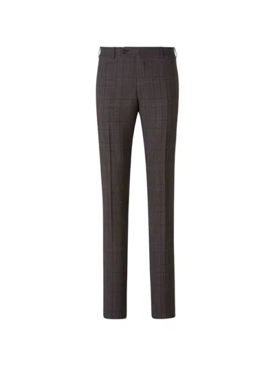 Canali Check-pattern Suit In Brown