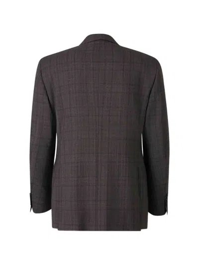 Canali Check-pattern Suit In Brown