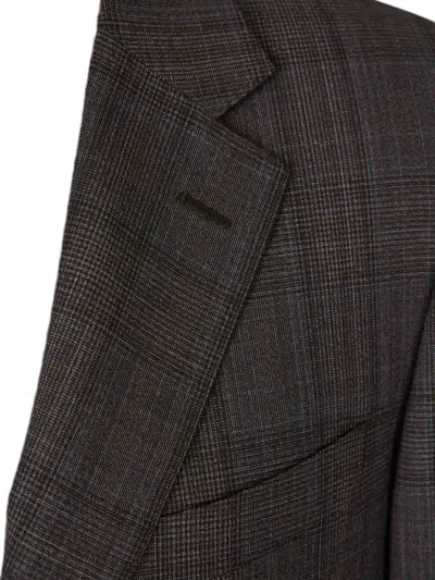 Canali Check-pattern Suit In Brown