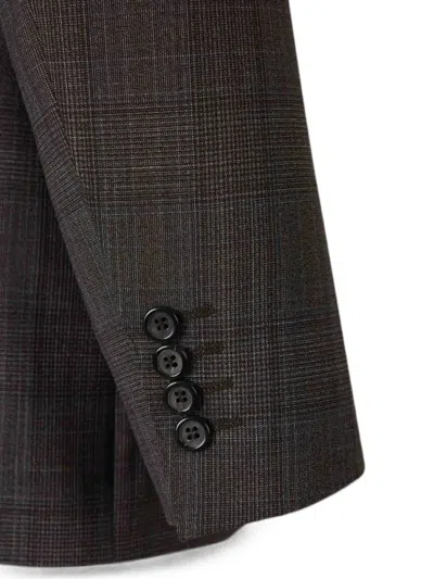 Canali Check-pattern Suit In Brown