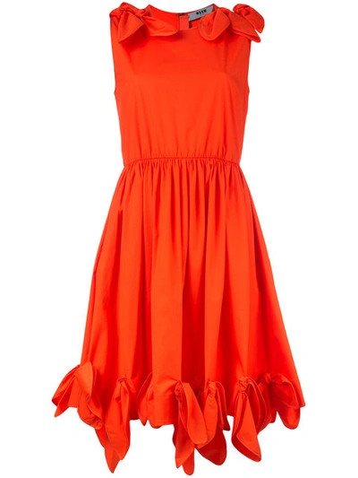 Msgm Knots Detail Dress In Arancione