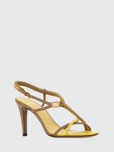 Fendi Color-block Lamb Leather Heel Sandal In Multi
