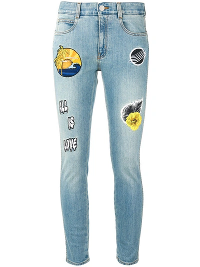 Shop Stella Mccartney Patch Skinny Jeans - Blue