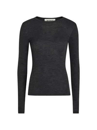 Rohe Melange-effect Long-sleeve T-shirt In Black