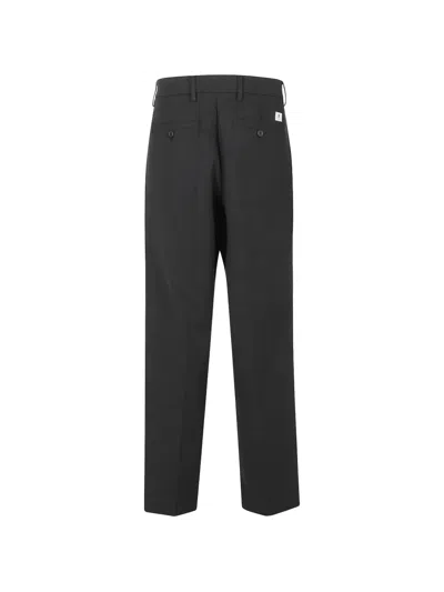Department Five Wide Leg Pleated Technical Drill Pants In Black