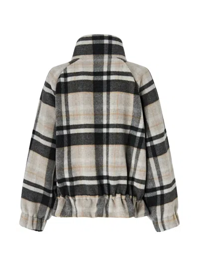 Pinko Check-pattern Elasticated-hem Jacket In Gray