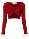 ESTEBAN CORTAZAR twisted cropped sweater,DRYCLEANONLY