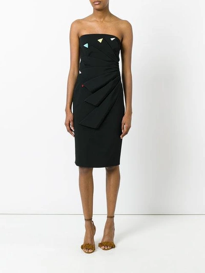 Shop Capucci Pleated Strapless Dress In Black
