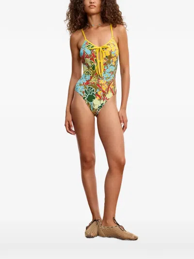 Alemais Low Back Adjustable Strap Self-tie Keyhole Front Bodysuit In Multi