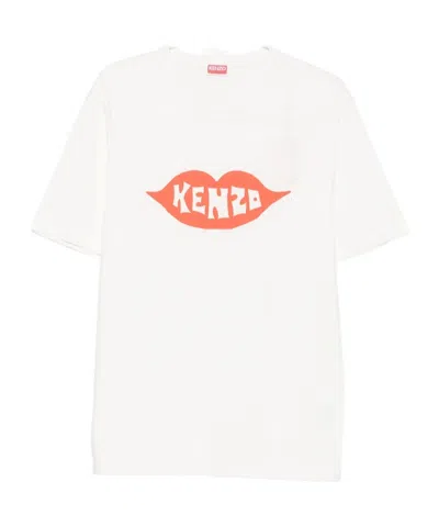 Kenzo Graphic Print Round Neck Short Sleeve T-shirt In Metallic