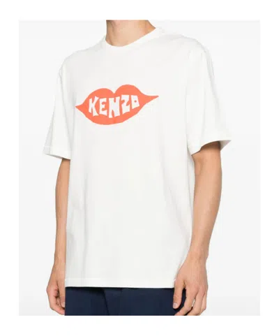 Kenzo Graphic Print Round Neck Short Sleeve T-shirt In Metallic