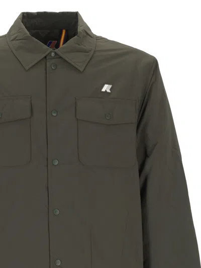 K-way Logo Patch Press-stud Jacket In Black
