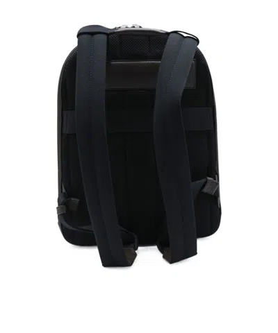 Montblanc Medium Cross-grain Leather Zip-pocket Backpack In Ebony