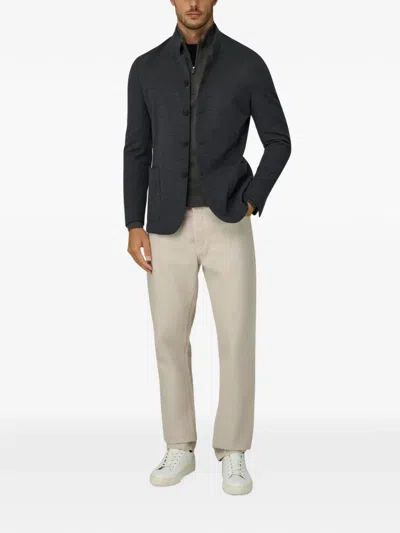 Boggi Milano Blazer Diagonal Wool Blend Wooltech In Gray