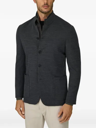 Boggi Milano Blazer Diagonal Wool Blend Wooltech In Gray