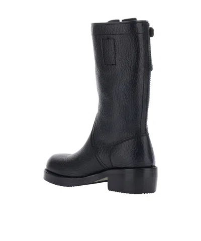 Dries Van Noten Mid Calf Boots Chunky Heel Closed Toe In Black