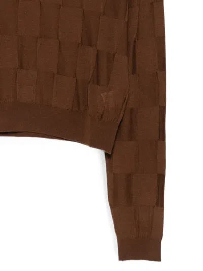 Alysi Check-pattern Polo Sweater In Brown