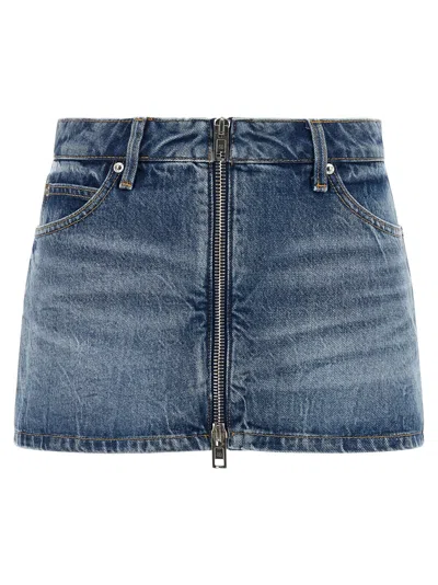 Alexander Wang Zip Front Mini Skort In Blue