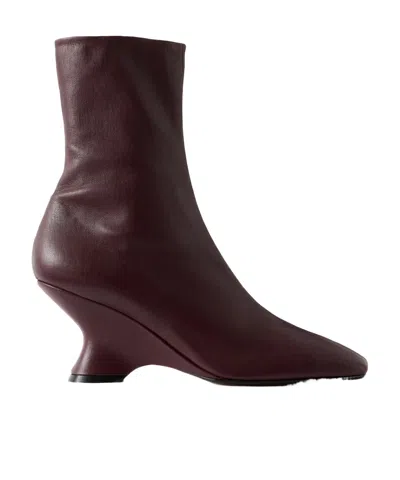 Dries Van Noten Leather Wedge Ankle Boots In Multi