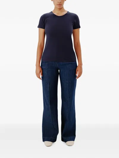 Another Tomorrow Crew Neck T-shirt In Blue