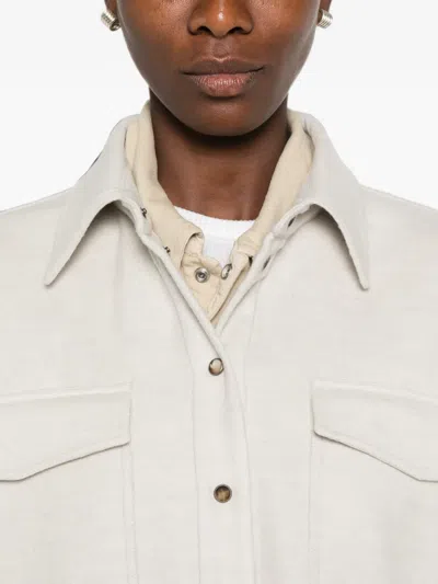 Brunello Cucinelli Buttoned Flap-pocket Jacket In Neutral