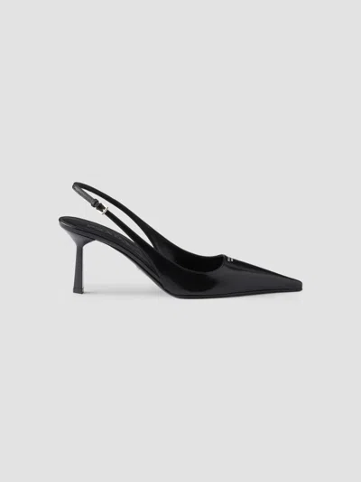 Prada Leather Pumps Slingback Pointed Toe Stiletto In Black