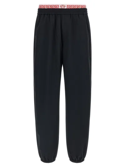 Versace Greca Pattern Beach Joggers Lightweight In Black