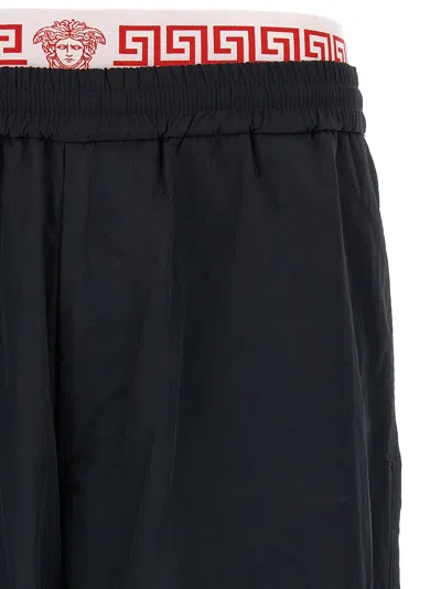 Versace Greca Pattern Beach Joggers Lightweight In Black