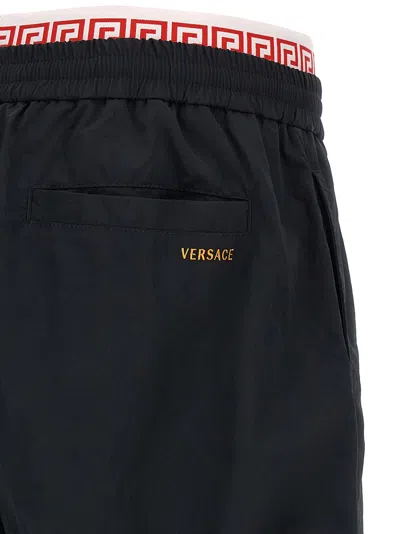 Versace Greca Pattern Beach Joggers Lightweight In Black