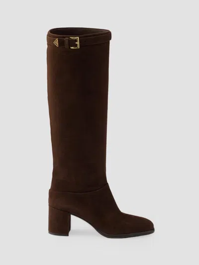 Prada Suede Boots In Brown