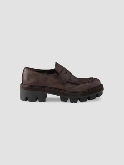 Prada Leather Loafers In Brown