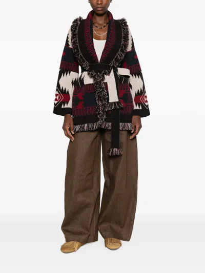 Alanui Jacquard Knitted Coat In Multi