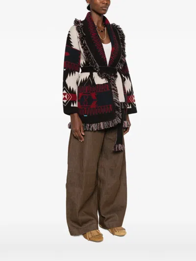 Alanui Jacquard Knitted Coat In Multi