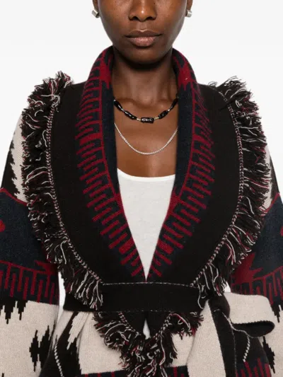 Alanui Jacquard Knitted Coat In Multi
