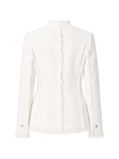 Msgm Frayed-edge Denim Jacket In White