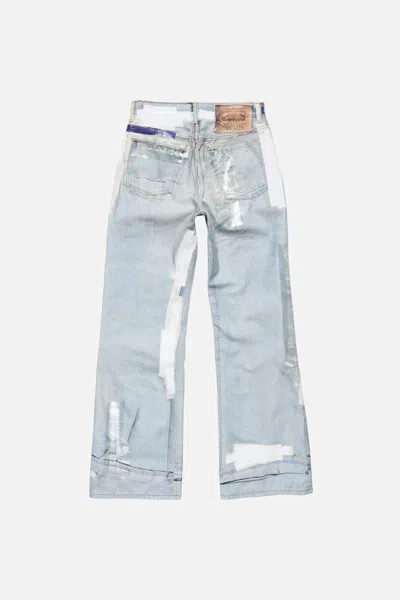 Acne Studios Denim Straight Jeans Distressed Patchwork Five Pocket In Multi
